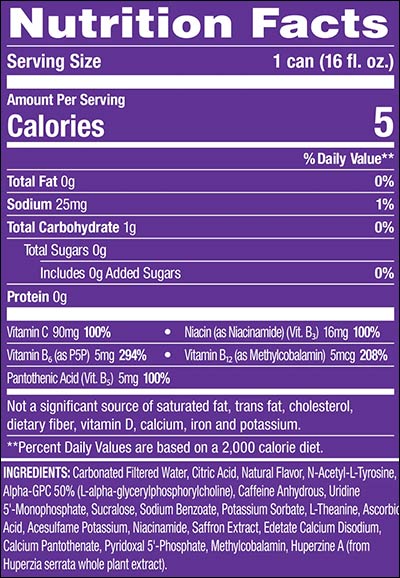 Gorilla Mind Energy Drink Nutrition Facts