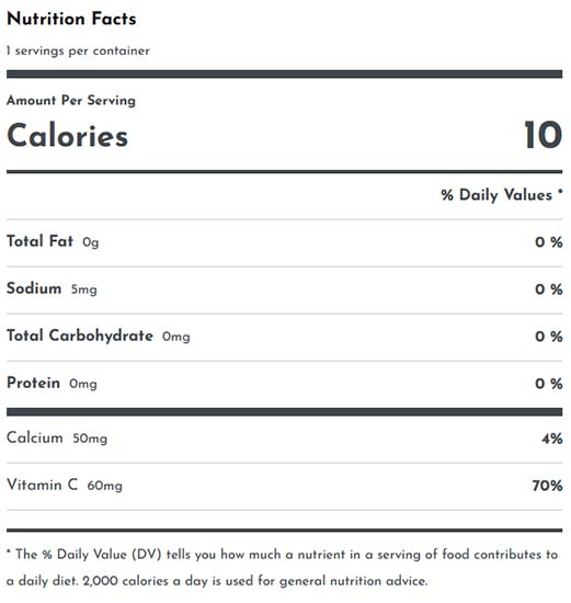 Celsius Peach Vibe Nutrition Facts