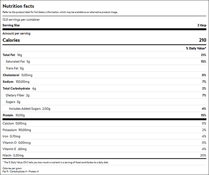 Skippy Protein Peanut Butter Nutritional Facts